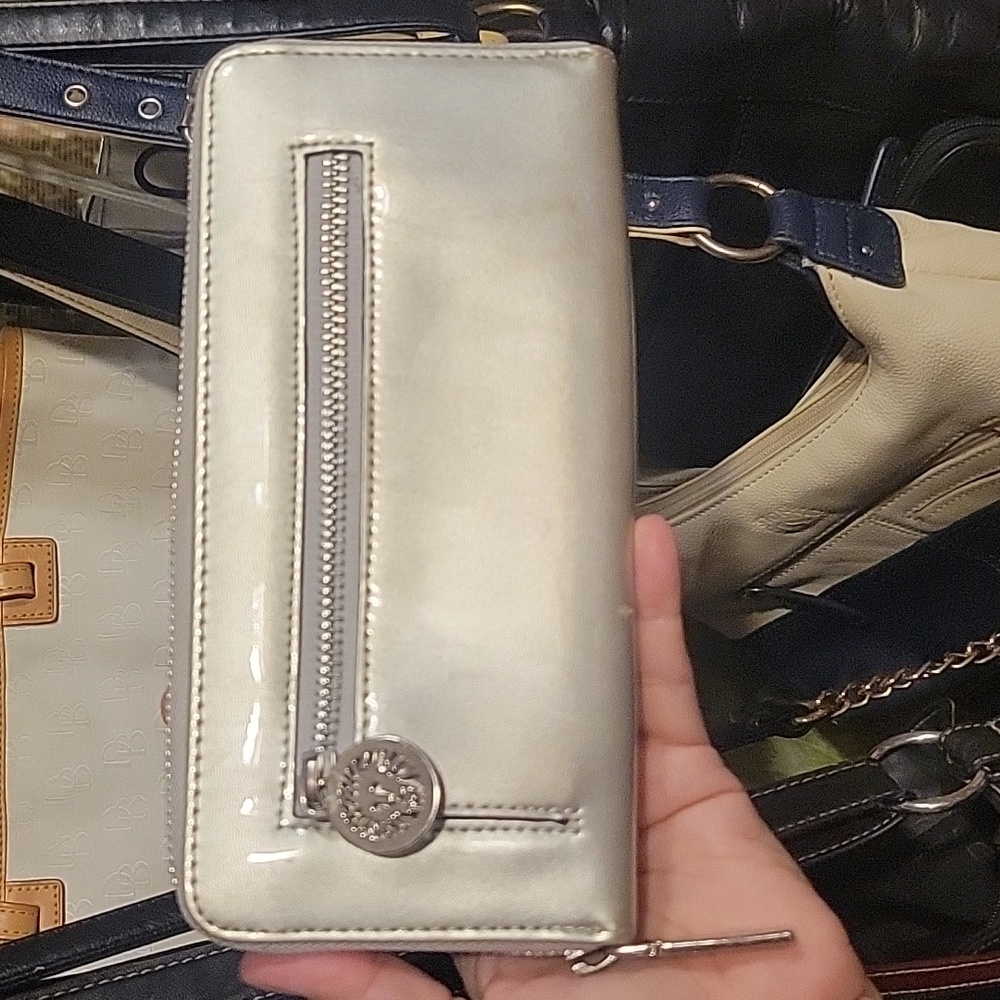 Anne Klein Silver vinyl wallet
